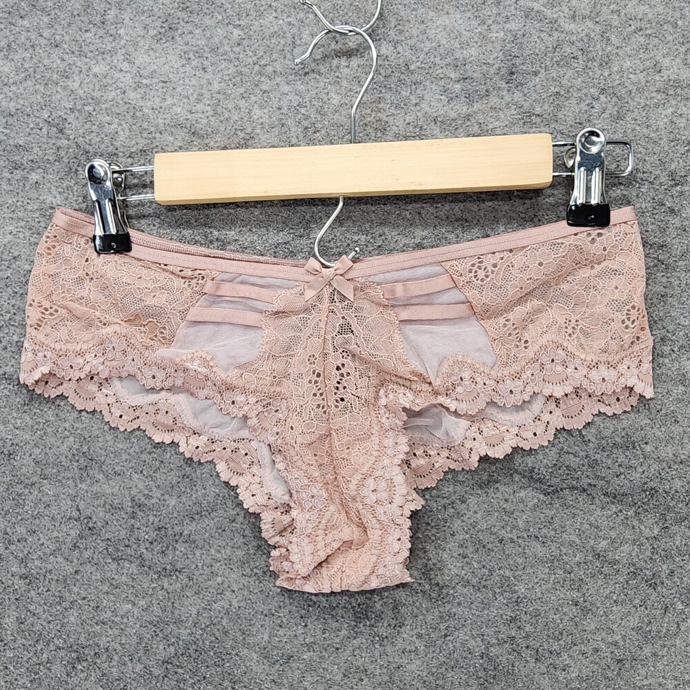 Victoria Secret Pants Womens Medium Cheeky Beige Lace